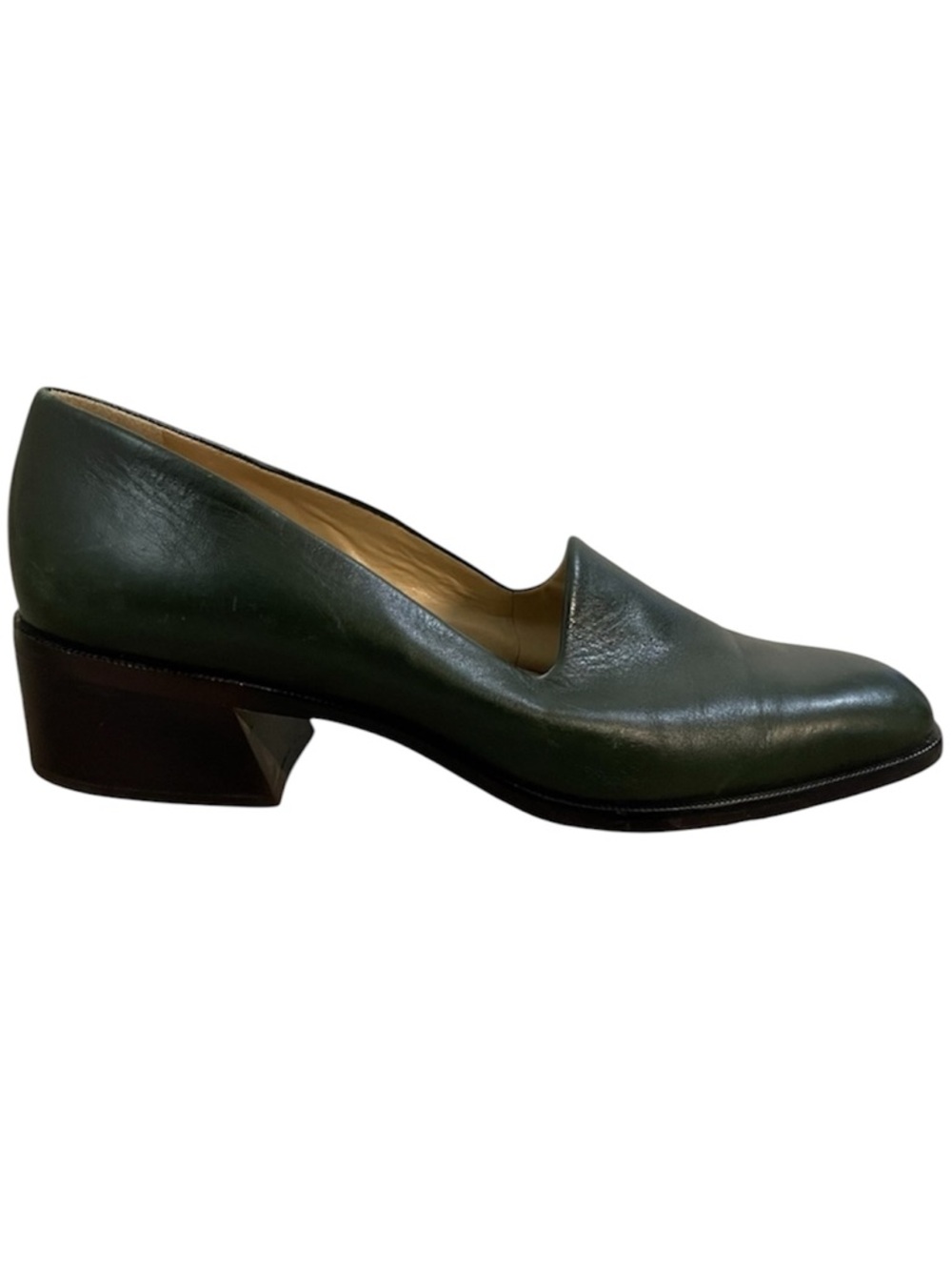 Y2K Nine West‎ Green Leather Loafers Women’s 7.5 Preppy Classic Chic Old Money